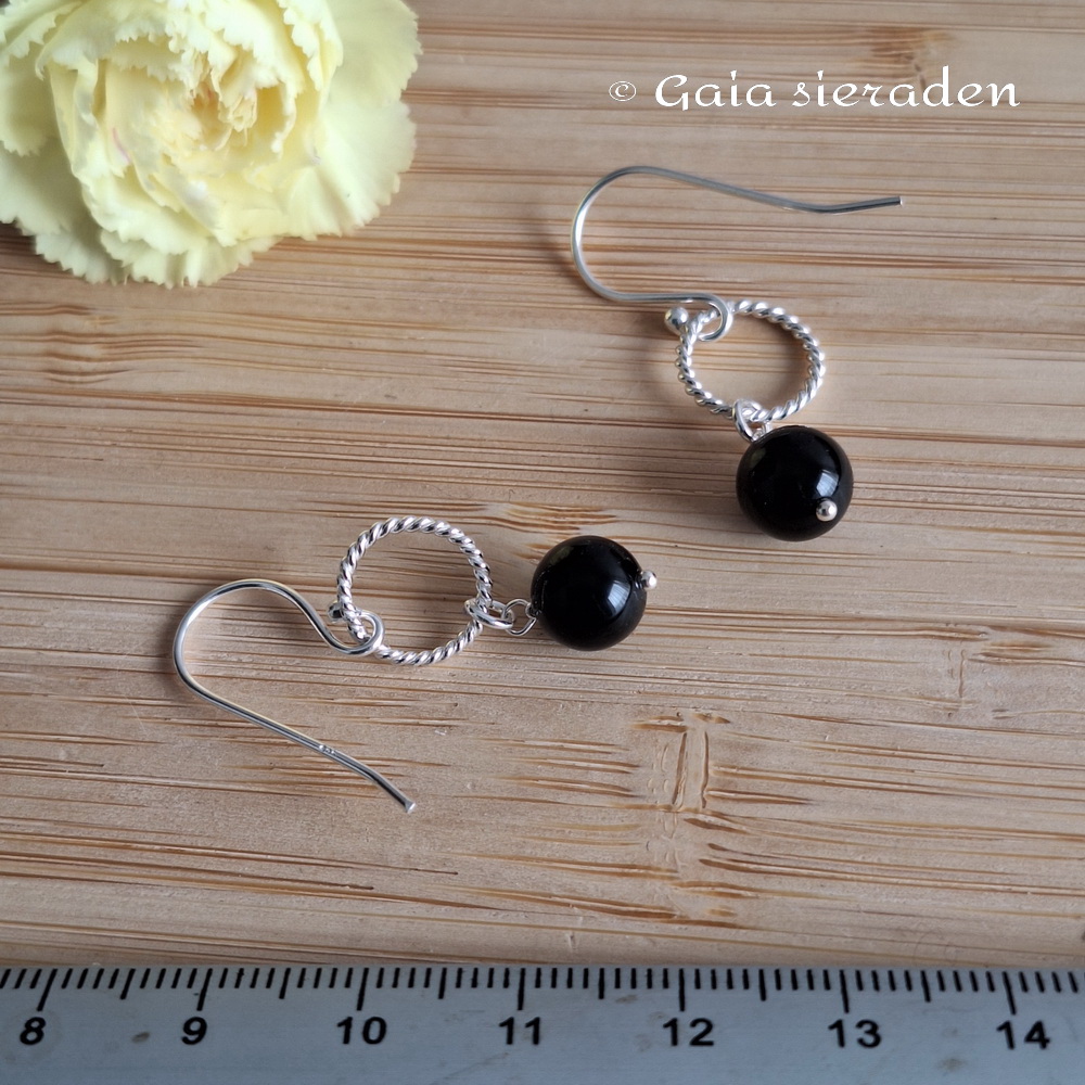 Onyx zilveren ring oorbellen