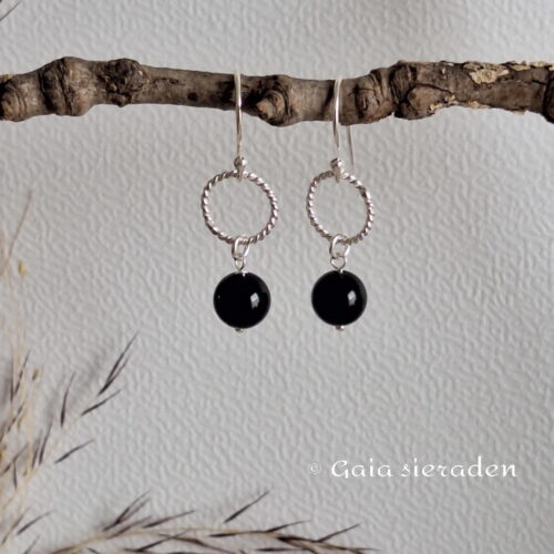 Onyx zilveren ring oorbellen