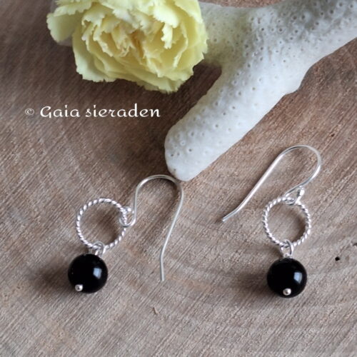 Onyx zilveren ring oorbellen