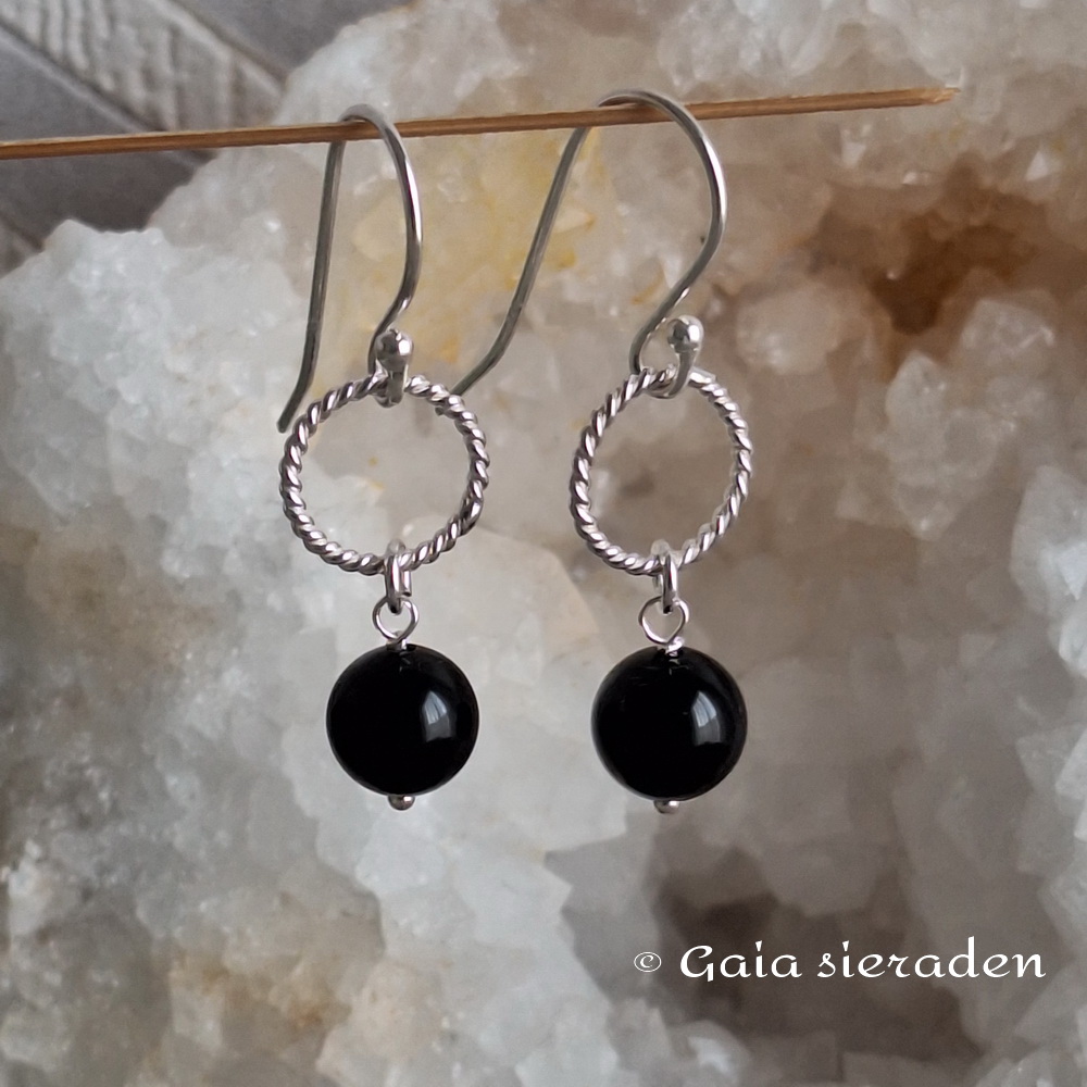 Onyx zilveren ring oorbellen