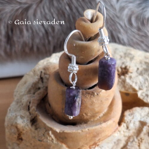 Charoïet oorbellen staafje