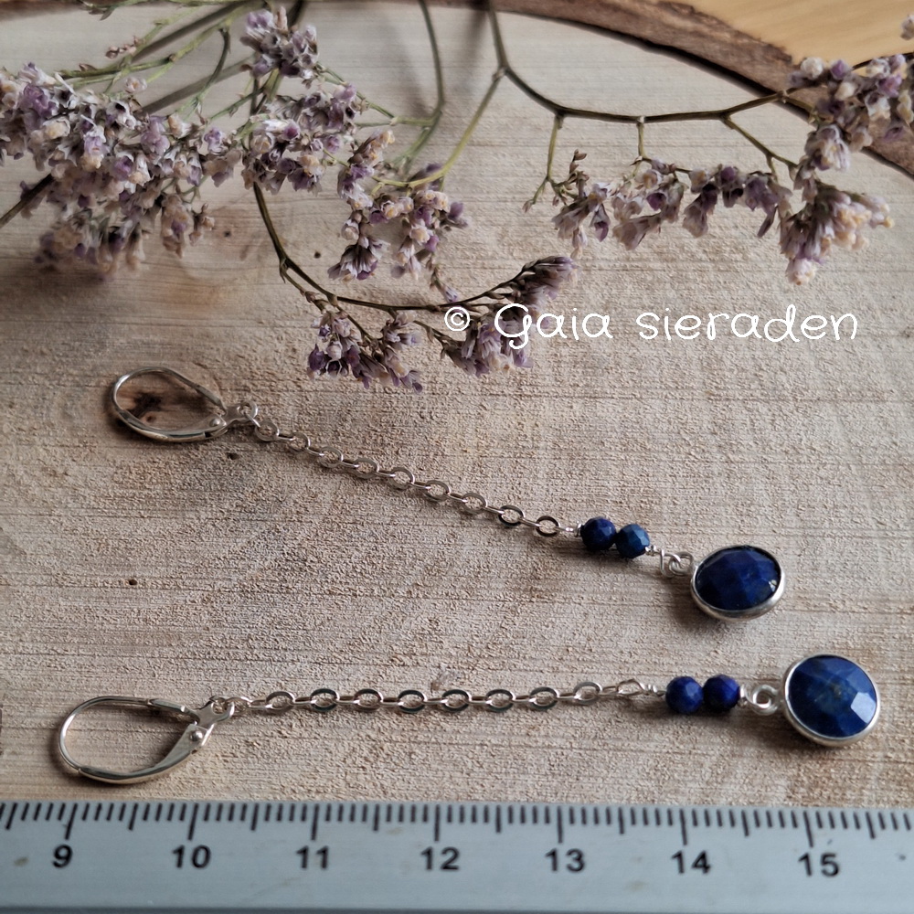 Lapis Lazuli briolette lange oorbellen