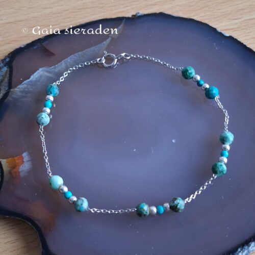 Turkoois zilveren armbandje