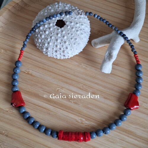Ketting Koraal rood en blauw