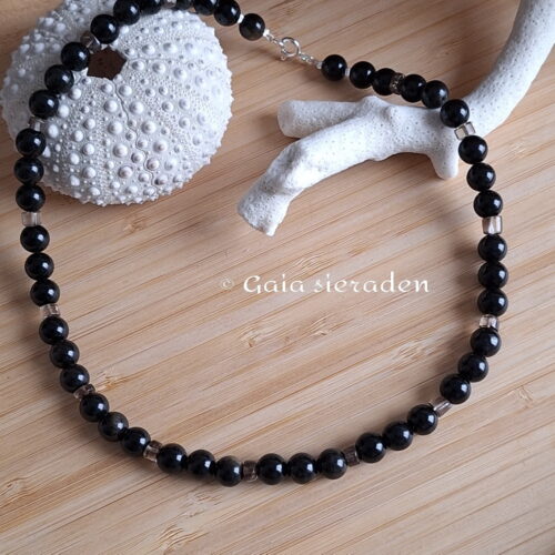 Ketting Goud Obsidiaan met Rookkwarts