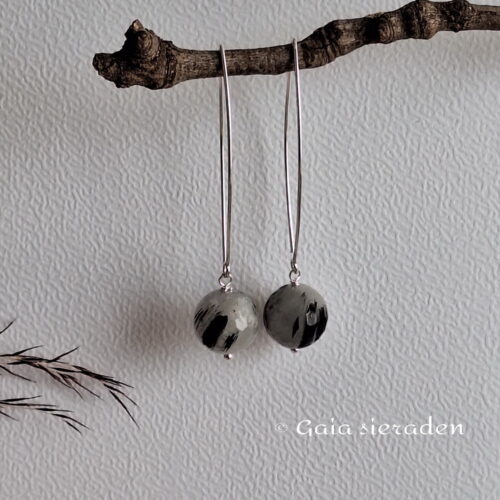 Toermalijnkwarts ovale oorhaken