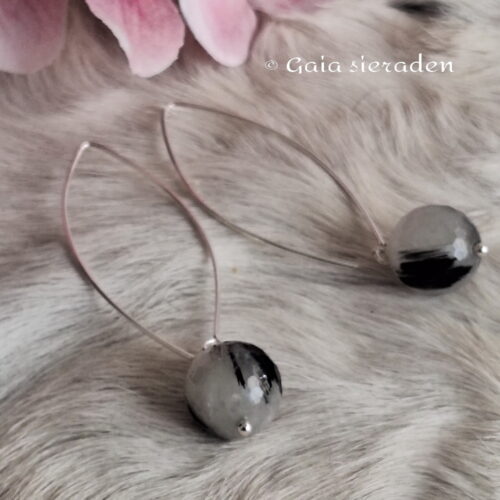 Toermalijnkwarts ovale oorhaken