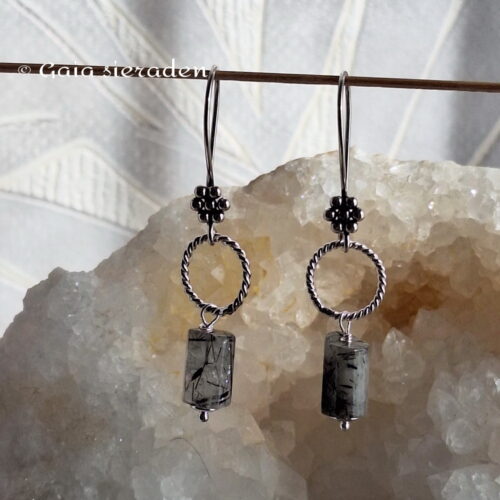 Toermalijnkwarts oorbellen staafje