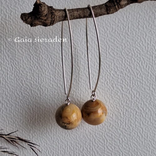 Chalcedoon geel ovale oorhaken