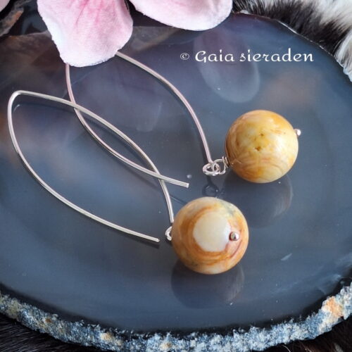 Chalcedoon geel ovale oorhaken