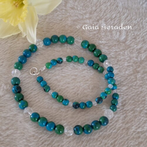 Ketting Chrysocolla en Bergkristal