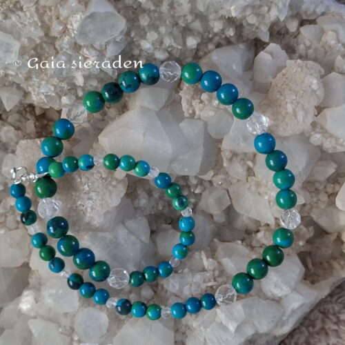 Ketting Chrysocolla en Bergkristal