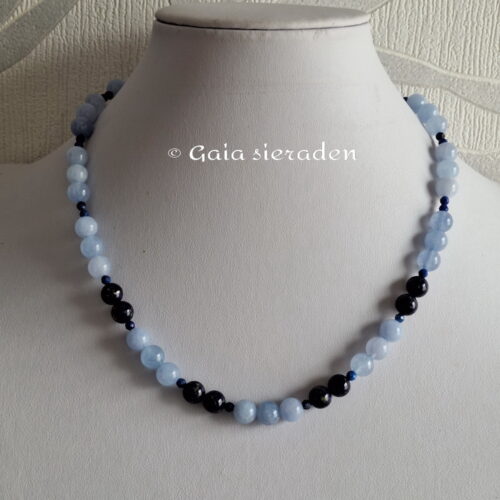 Aquamarijn ketting met Lapis Lazuli