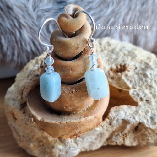 Aquamarijn oorbellen balkje