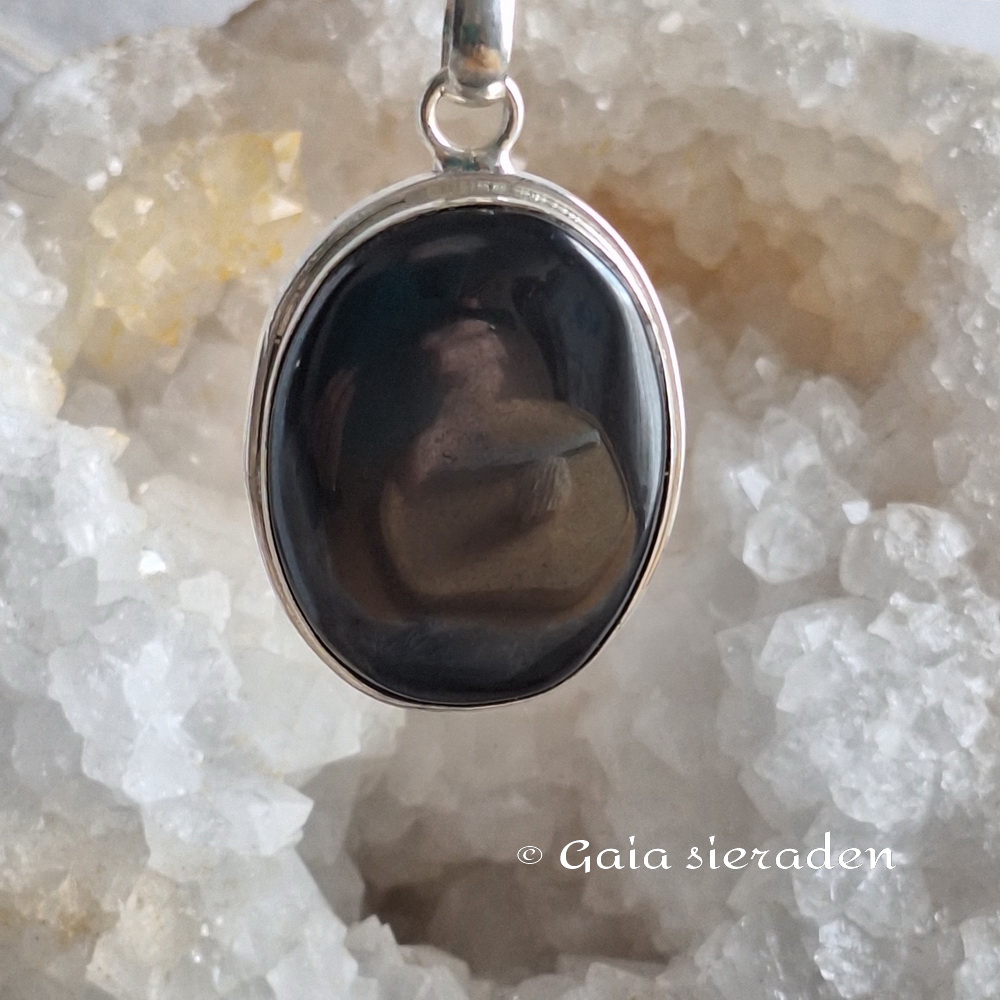 Shungiet zilveren hanger ovaal L