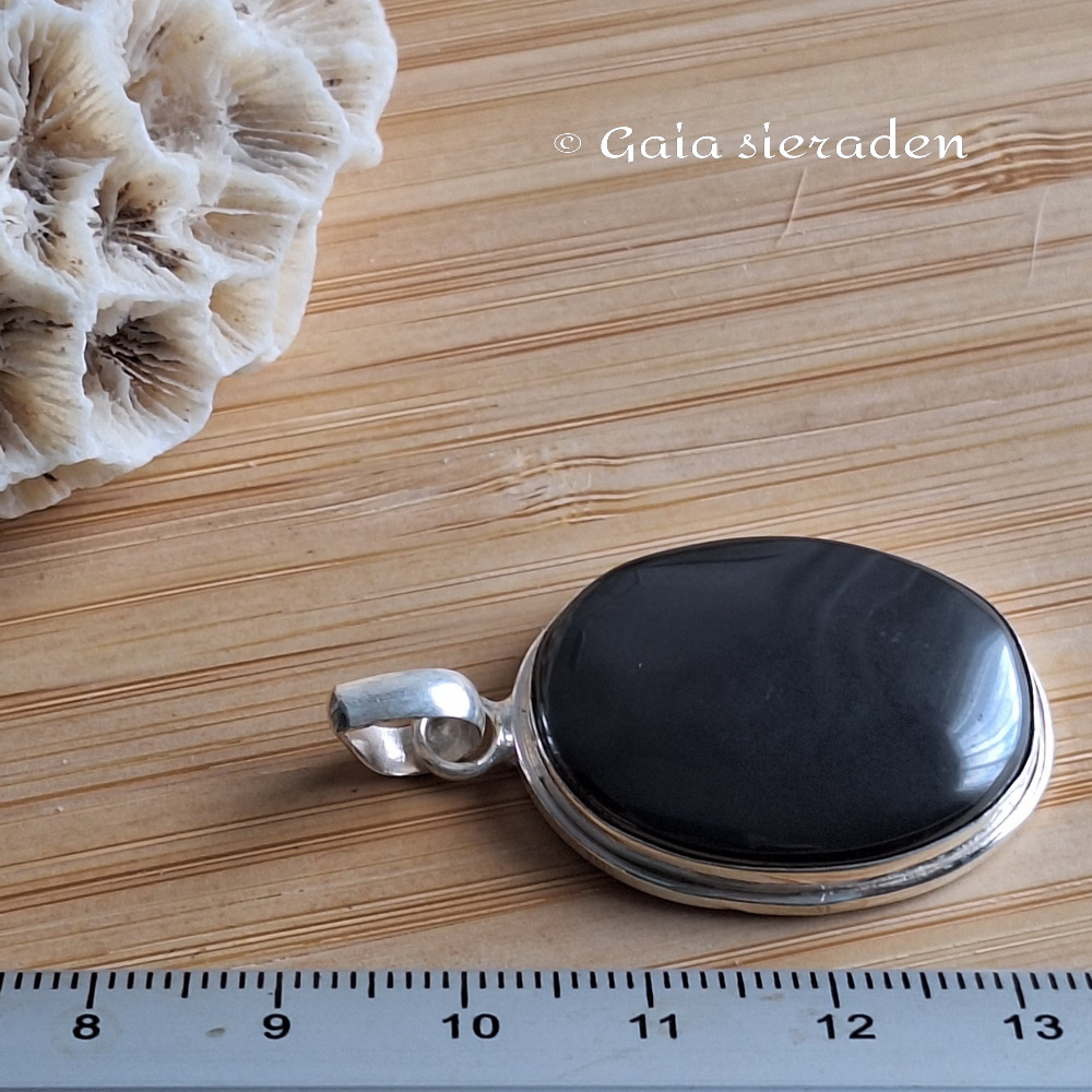 Shungiet zilveren hanger ovaal L