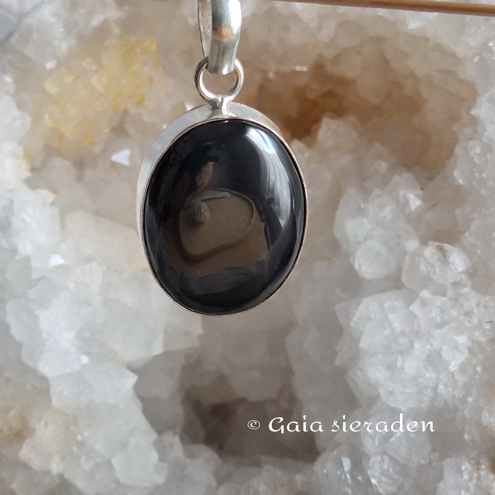 Shungiet zilveren hanger ovaal S