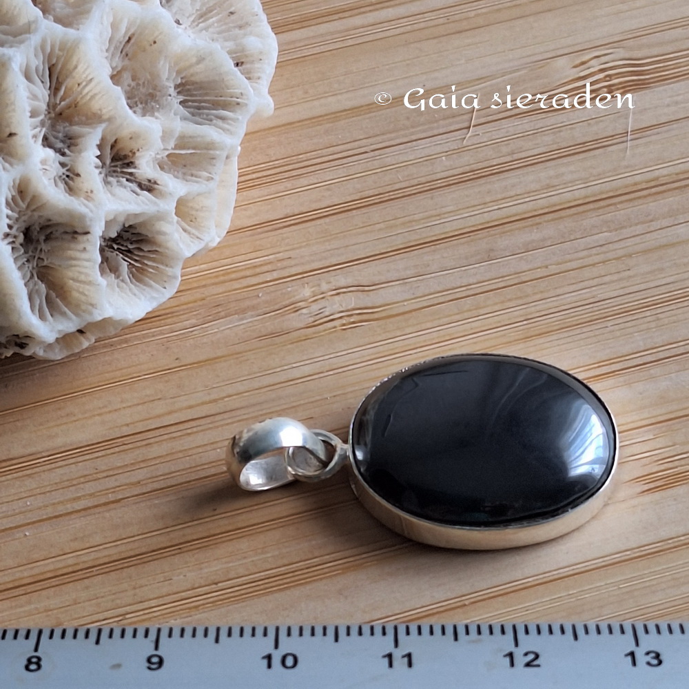 Shungiet zilveren hanger ovaal S