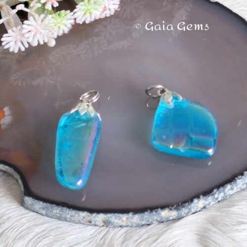 Aqua aura kwarts hangertje