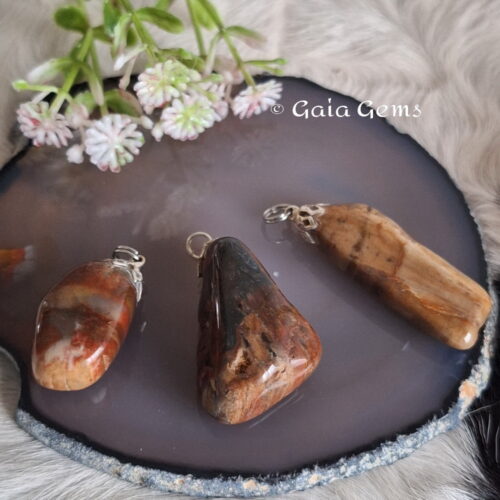 Versteend hout edelsteen hangertje