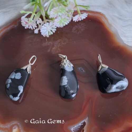 Sneeuwvlok Obsidiaan edelsteen hangertje