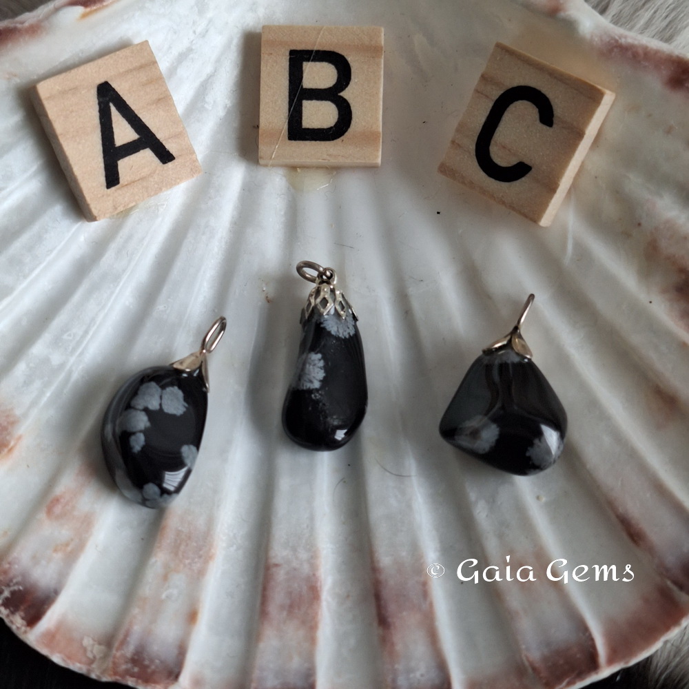 Sneeuwvlok Obsidiaan edelsteen hangertje