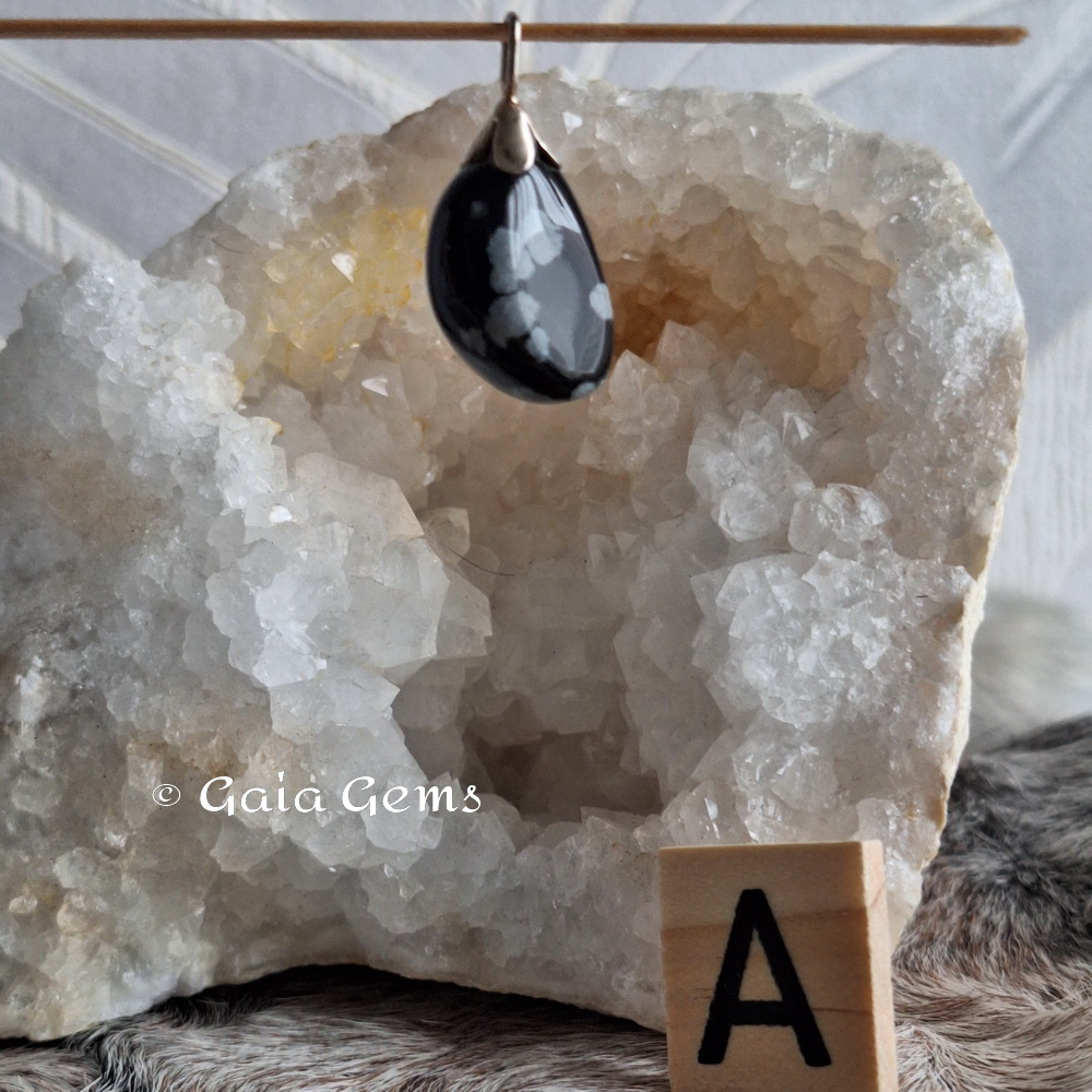 Sneeuwvlok Obsidiaan edelsteen hangertje