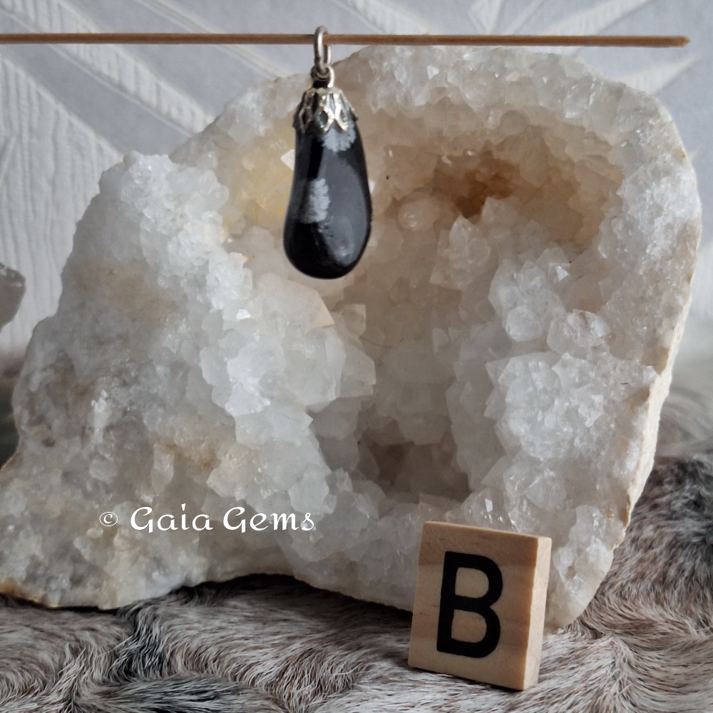 Sneeuwvlok Obsidiaan edelsteen hangertje