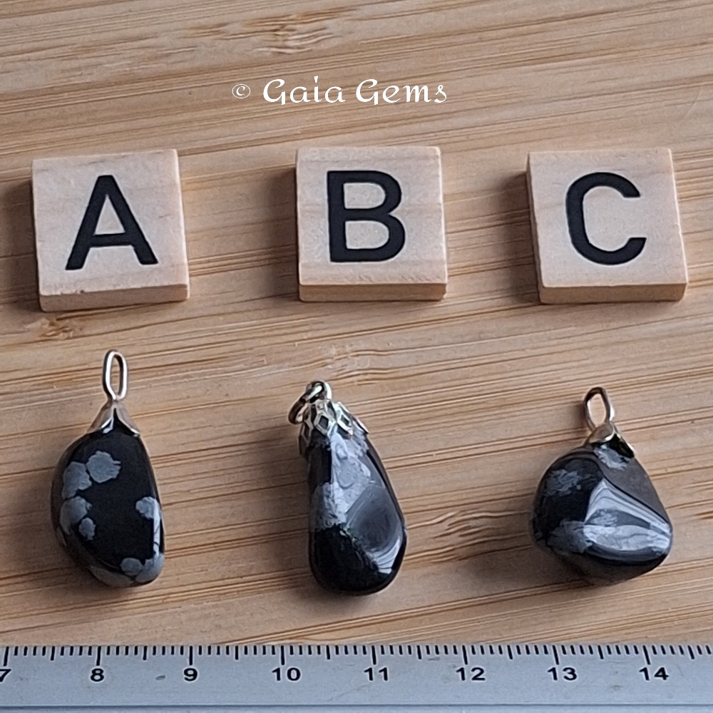 Sneeuwvlok Obsidiaan edelsteen hangertje