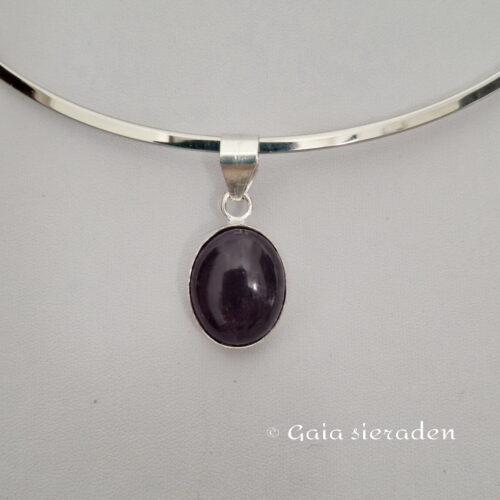 Amethist zilveren hanger Ovaal