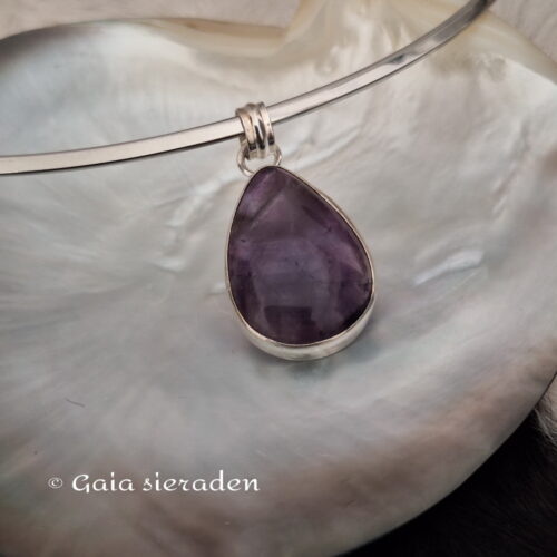 Amethist zilveren hanger druppel