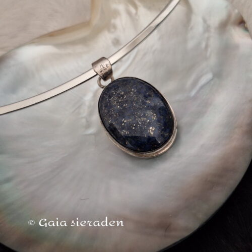 Lapis Lazuli zilveren hanger ovaal