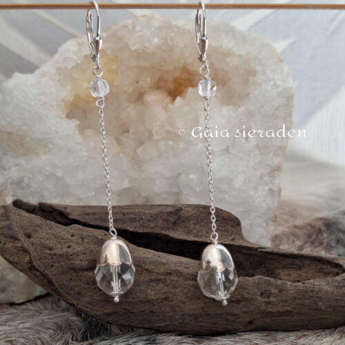 Bergkristal Maxima oorbellen dopje