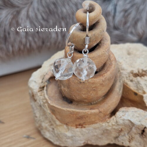 Bergkristal oorbellen facet bol