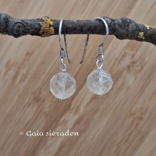 Bergkristal oorbellen facet bol