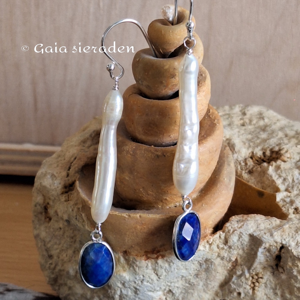 Parel Lapis Lazuli oorbellen Thor