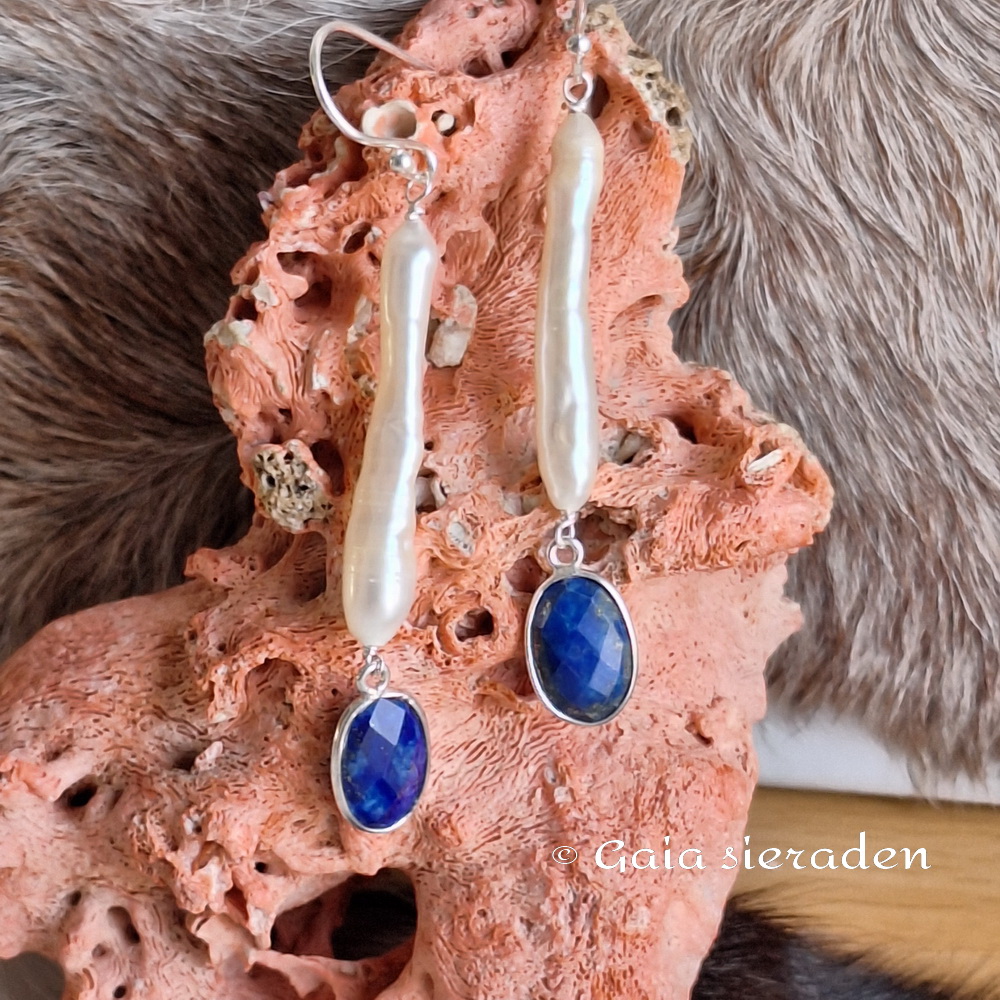 Parel Lapis Lazuli oorbellen Thor