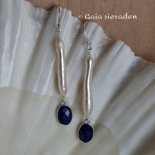 Parel Lapis Lazuli oorbellen Thor