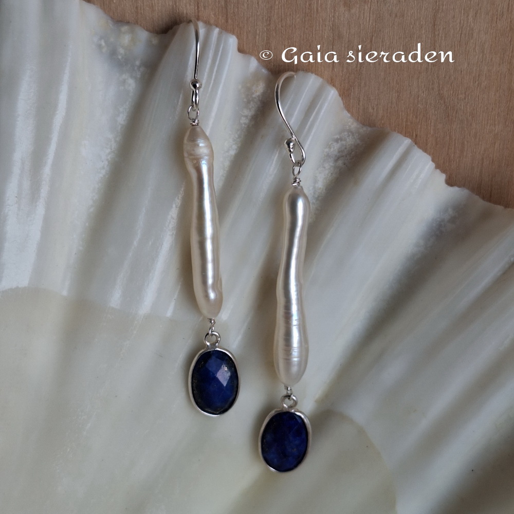 Parel Lapis Lazuli oorbellen Thor