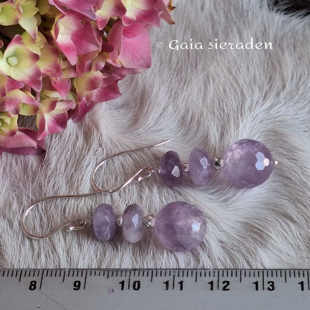 Amethist lavendel oorbel Triple