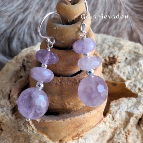 Amethist lavendel oorbel Triple