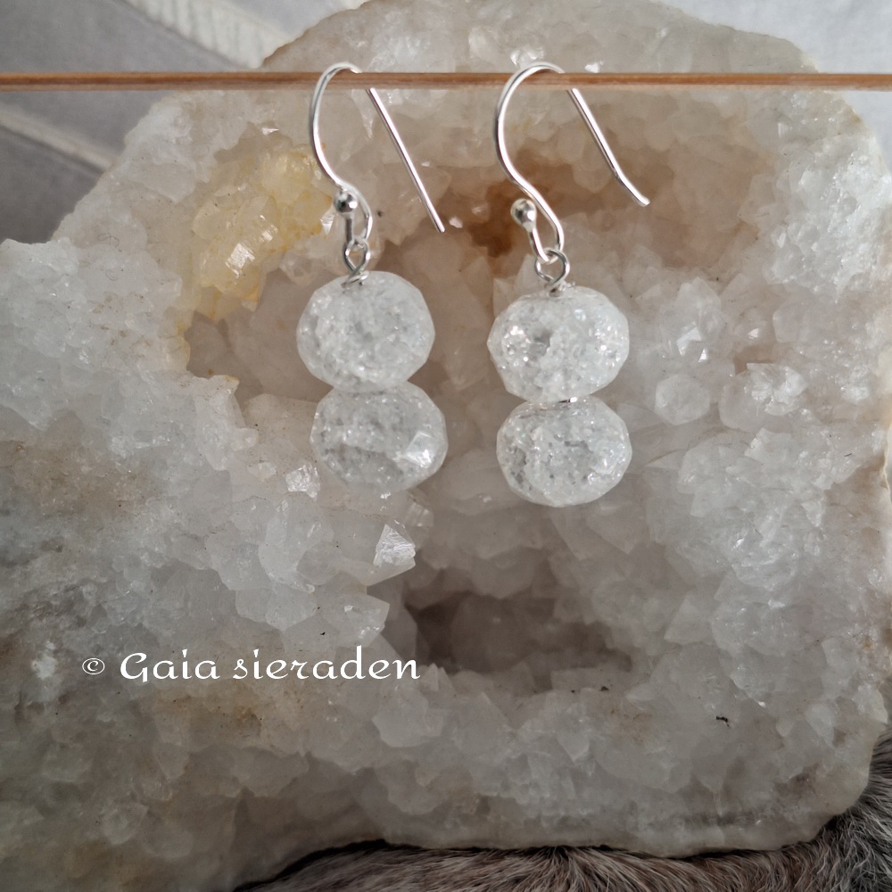 Bergkristal oorbellen Double Trouble