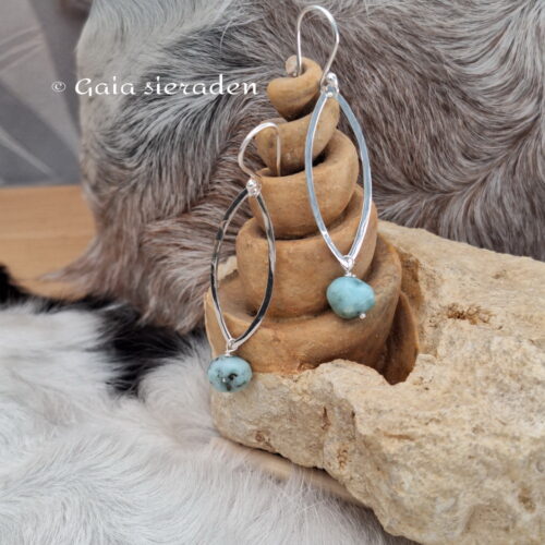 Larimar oorbellen Ovaal